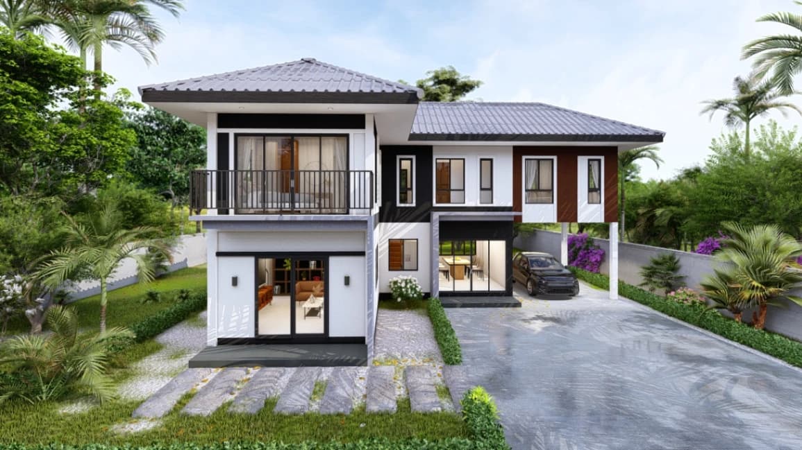บ้านสองชั้นสไตล์คอนเทมโพรารี่ MP-EP19 โดย Mepatcs